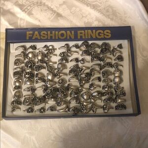 Silver Skull Fashion Rings Set